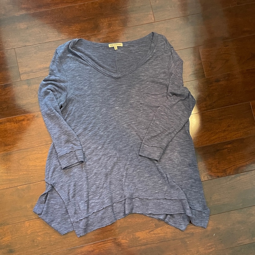 Democracy Blue Asymmetrical Long Sleeve Top